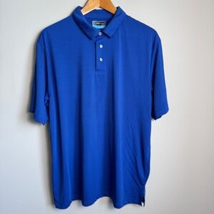 PGA Tour Men's Short Sleeve Striped Golf Polo Shirt Blue Size X-Large‎ Outdoors